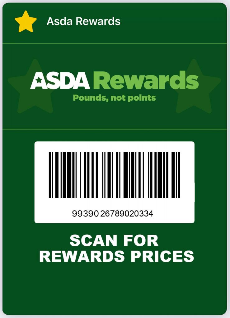 Asda rewards card barcode screenshot QR picture