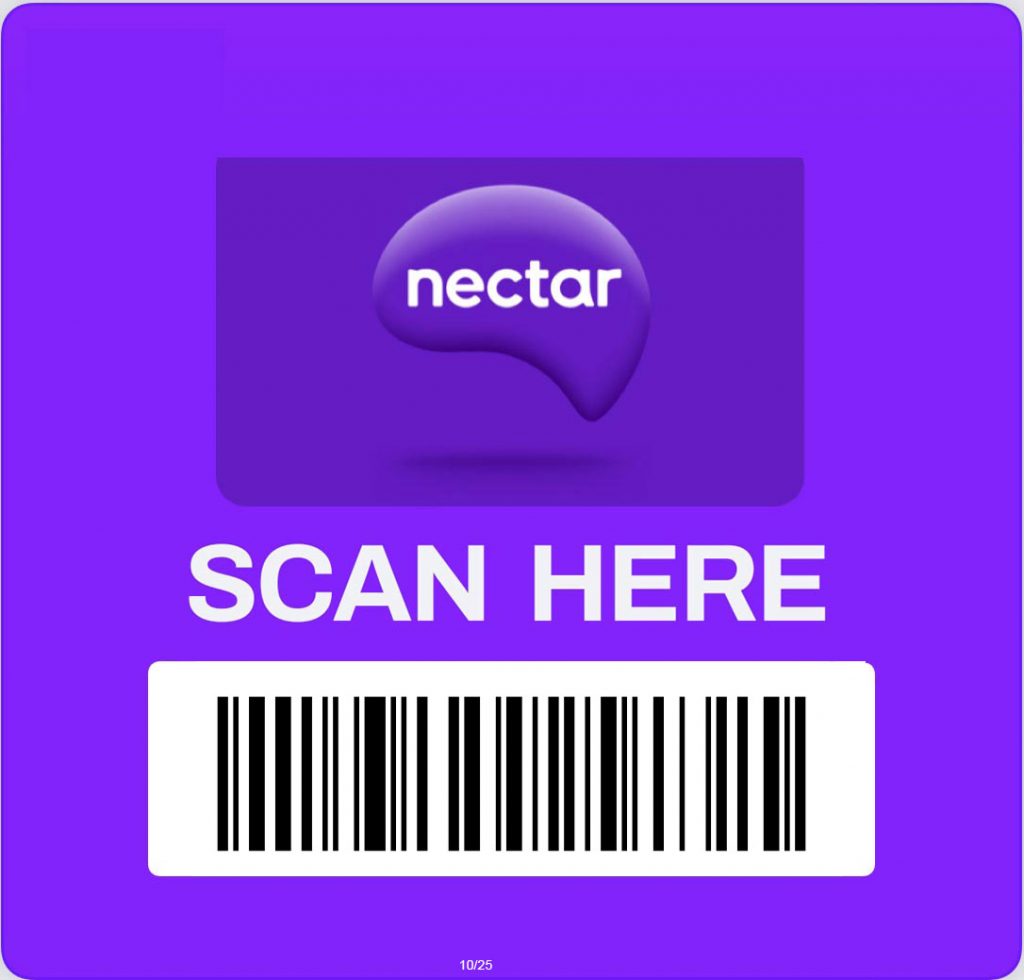 nectar card QR barcode