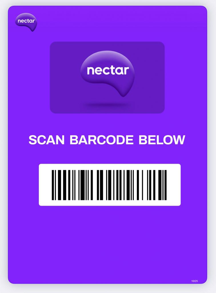 Screenshot of Sainsburys Nectar Card Barcode